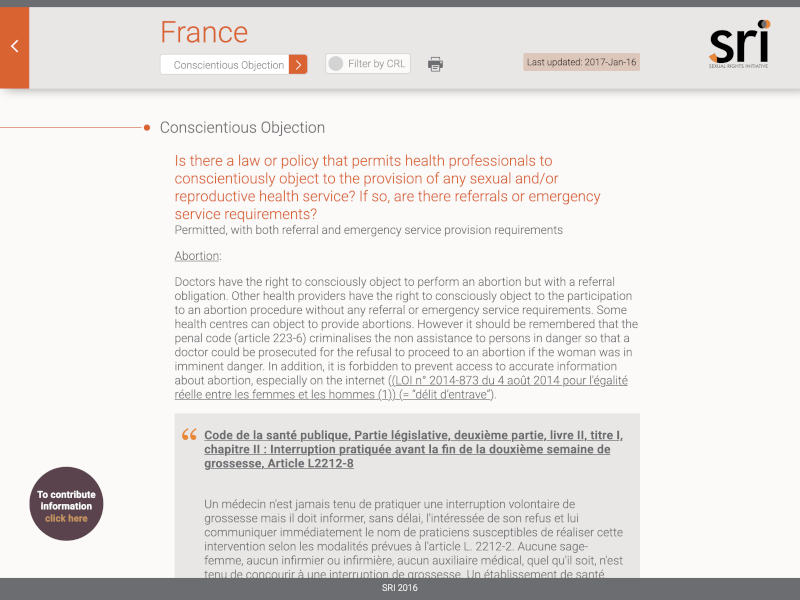 Screen with research details